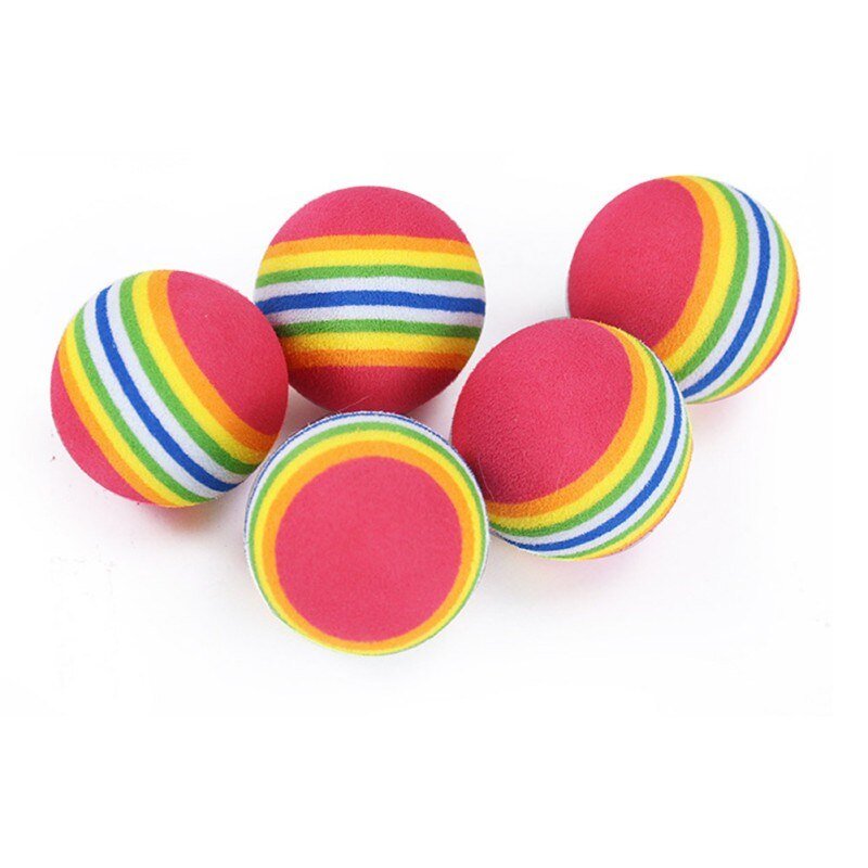 1Set Fun Rainbow Ball Cat Toy Colorful Ball Interactive Pet Kitten Scratch Natural Foam Ball Training Pet Supplies Product