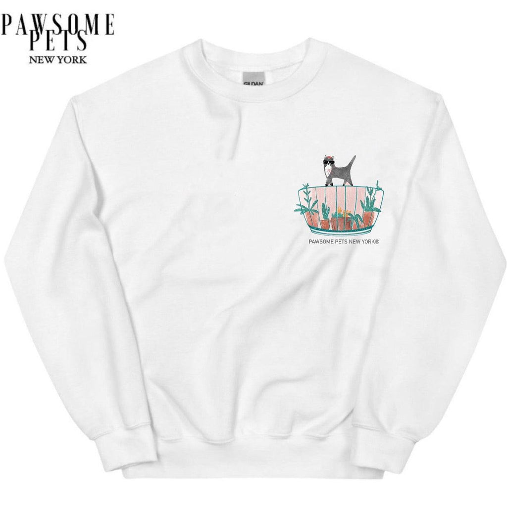 SWEATSHIRT - CAT WITH PLANTS(UPPER RIGHT)