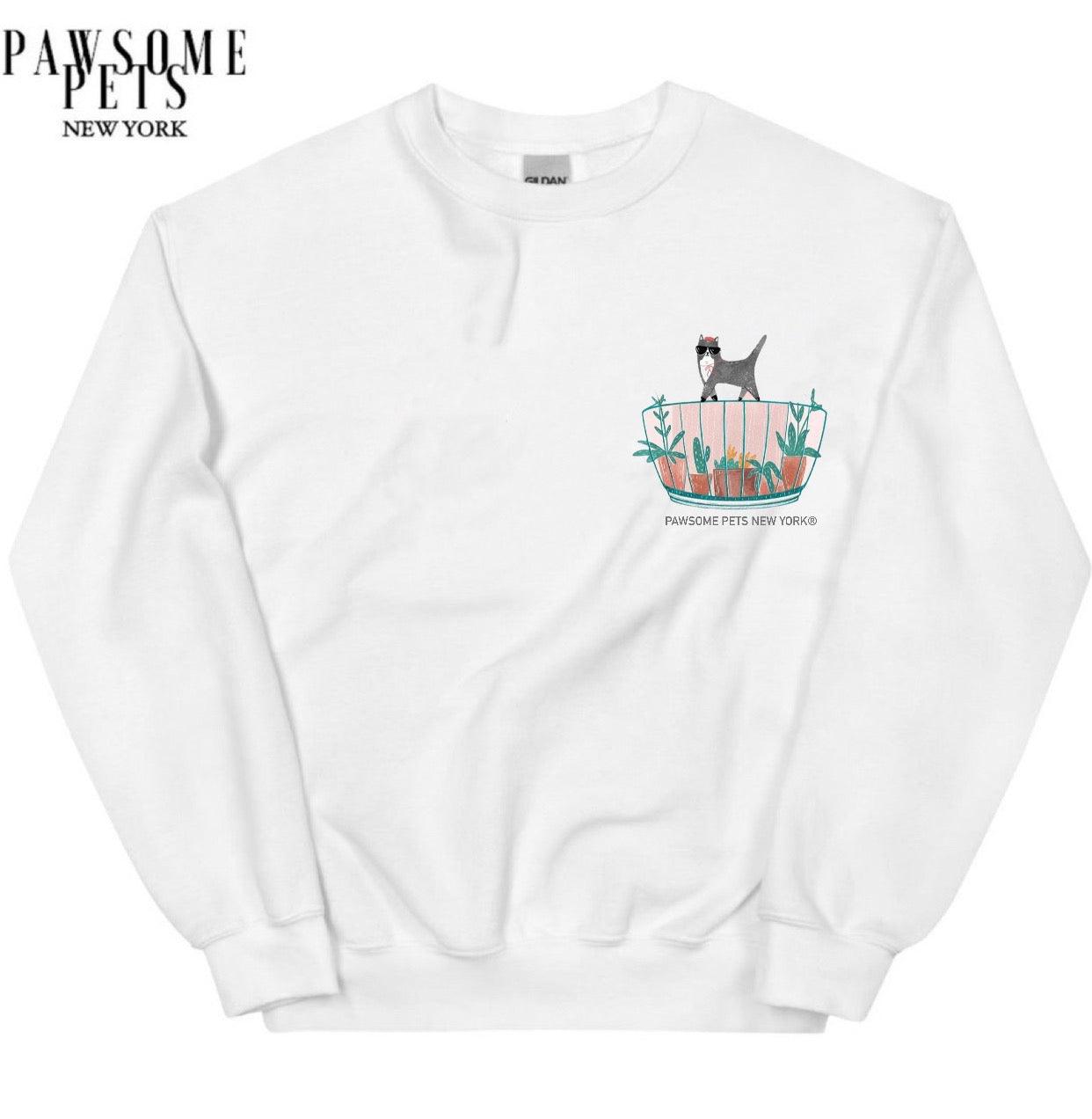 SWEATSHIRT - CAT WITH PLANTS(UPPER RIGHT)