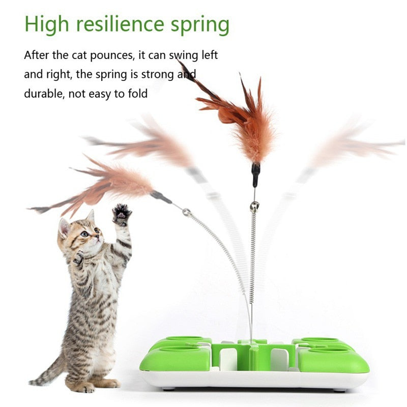 Pet Cat Toys Puzzle Game Toy for Cats And Dogs Treat Dispenser Spring Feather Wand Fun Maze Feeder Training Cat toy