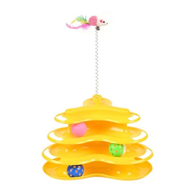 Pet Cat Stick Toy Funny Tower Tracks Disc Cat Tracks Toys Training Intelligence Amusement Plate Cat Ball Toys For Cats Kitten